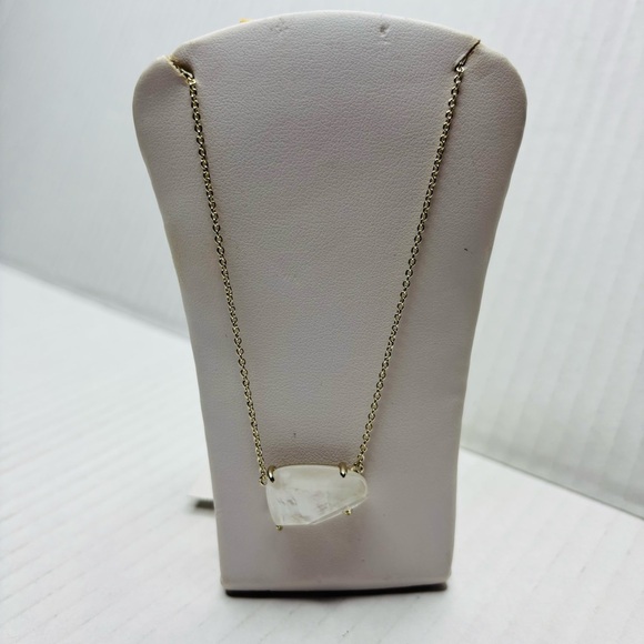 New KENDRA SCOTT Rose Quartz Isla Pendant Gold Tone Necklace - Picture 1 of 4